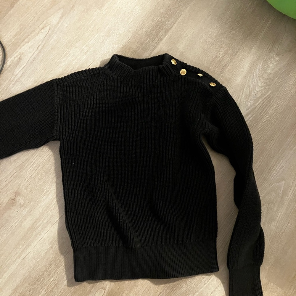 Ann Taylor Factory Black Sweater with Gold Buttons